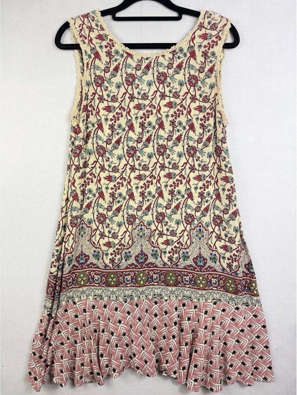 Umgee Boho Chic Prairie Cottagecore Floral Open Back Womens Dress Size Small